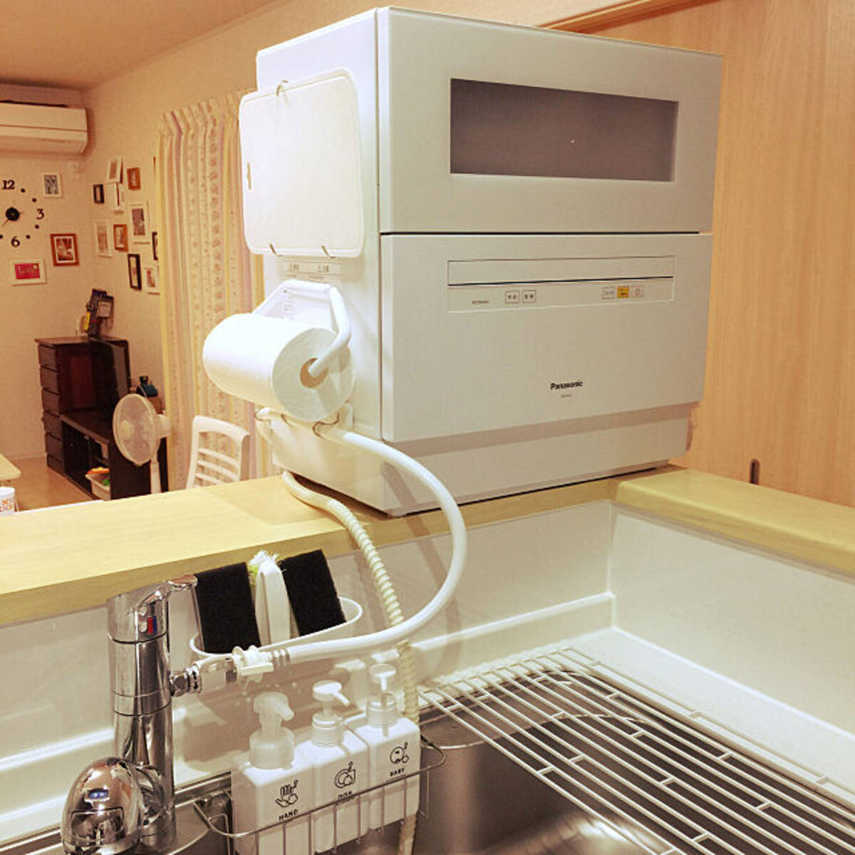 こうやって置くと便利に 食器洗い機のあるキッチン ローリエプレス