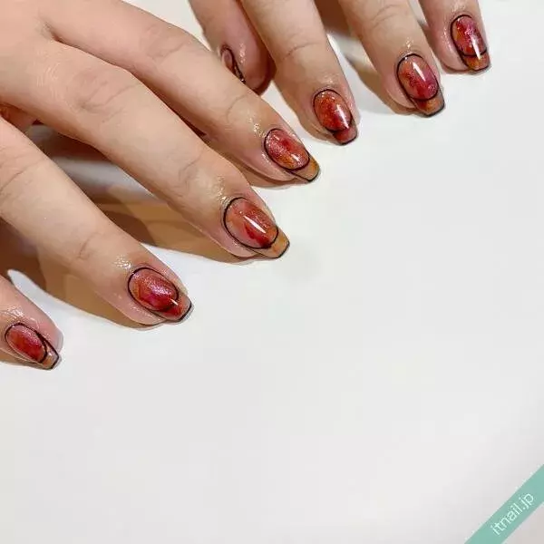大人カッコいい ブラック ボルドーでアートするネイルデザイン ローリエプレス