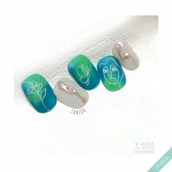 おしゃれ心がくすぐられる 顔をモチーフにした線画アートネイル ローリエプレス