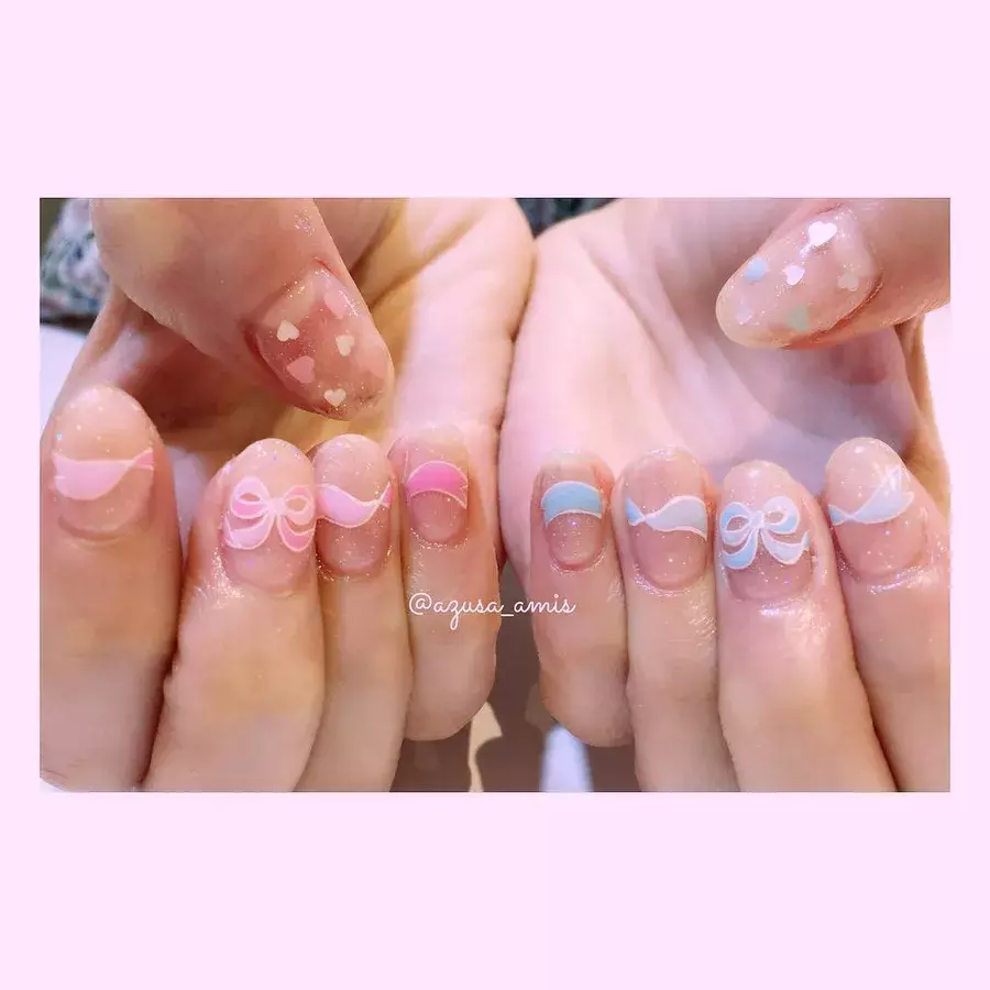 水色 ピンクの最強コンビ おしゃガーリーなネイルデザイン集 ローリエプレス