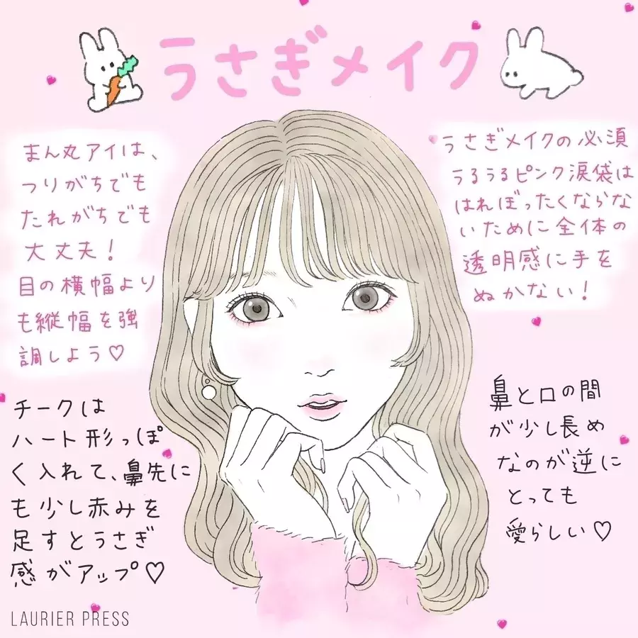 あなたがなりたい顔はどれ うさぎ ネコ顔の特徴を活かしたメイク術 イラスト ローリエプレス あなたがなりたい顔はどれ うさぎ ネコ顔の特徴を活かしたメイク術 イラスト ローリエプレス