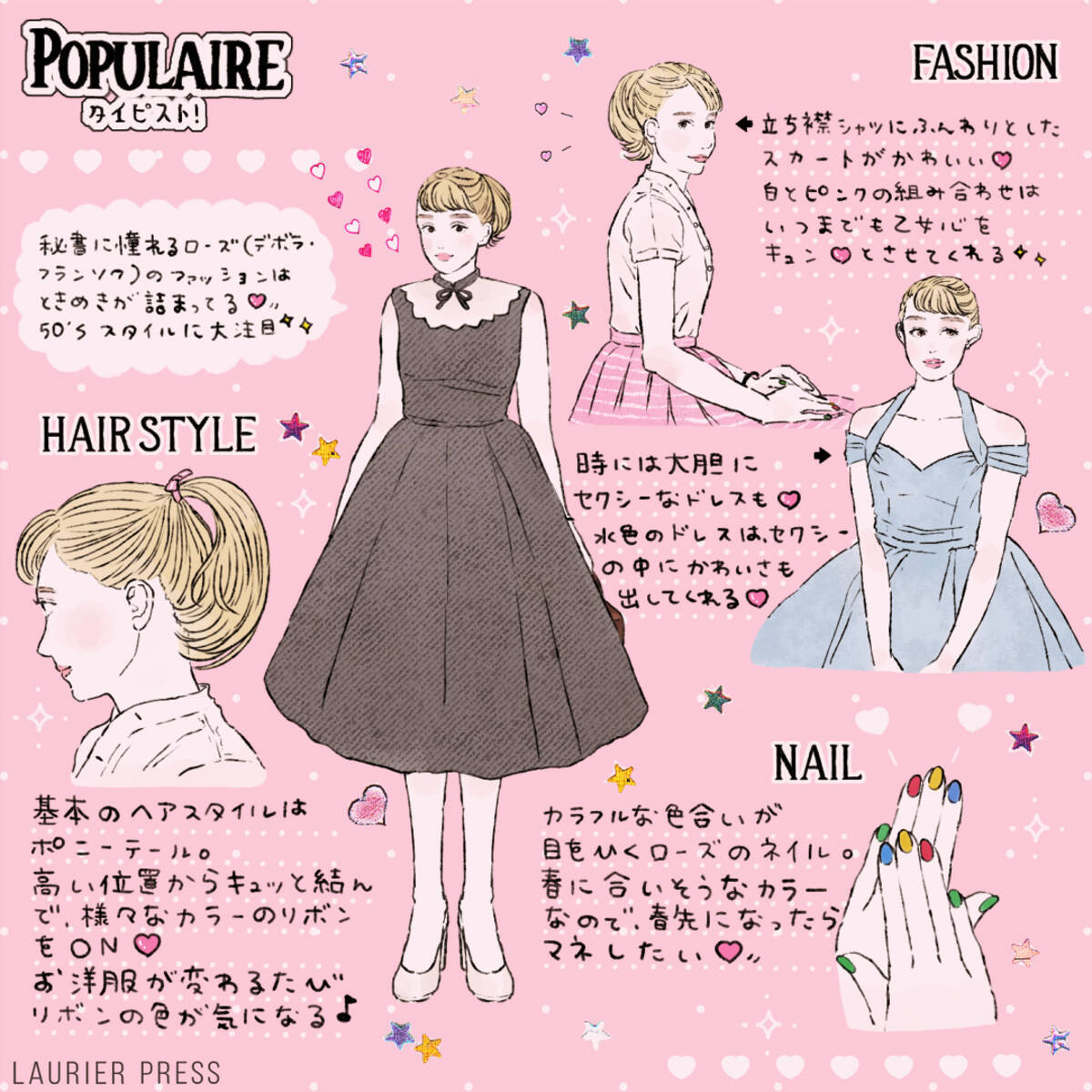 映画 タイピスト のレトロでポップなファッション ヘアをマネしちゃお イラスト ローリエプレス