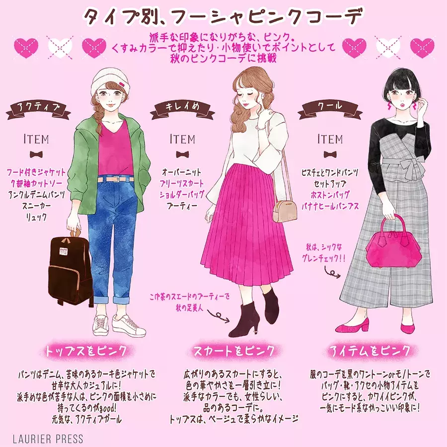 ビビッドカラーを差し色に この秋流行るフーシャピンクのタイプ別コーデ ローリエプレス ビビッドカラーを差し色に この秋流行るフーシャピンクのタイプ別コーデ ローリエプレス