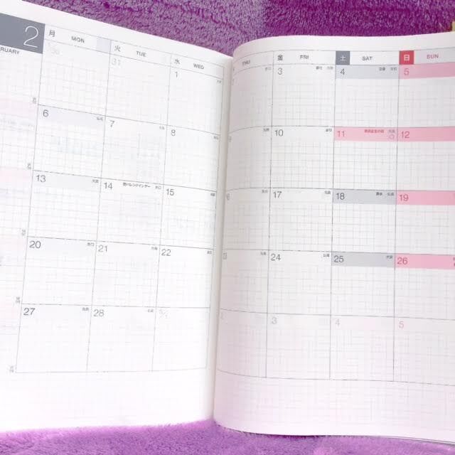 マンスリーページには1カ月の予定を色分けして書き分けるとわかりやすい！（photo by 大石蘭）