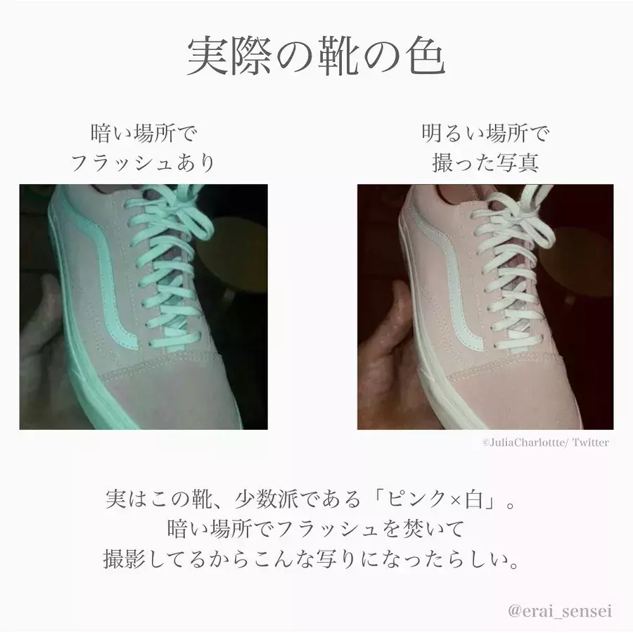 錯覚テスト2 靴ひもは何色 見え方が変わる不思議な写真 ローリエプレス