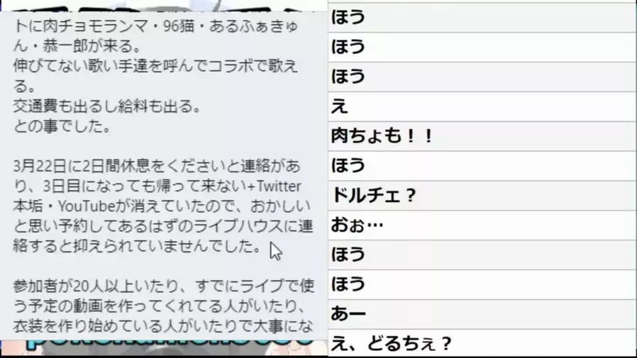 歌い手dolce 肉チョモや96猫などを語った虚偽行為が告発される ローリエプレス
