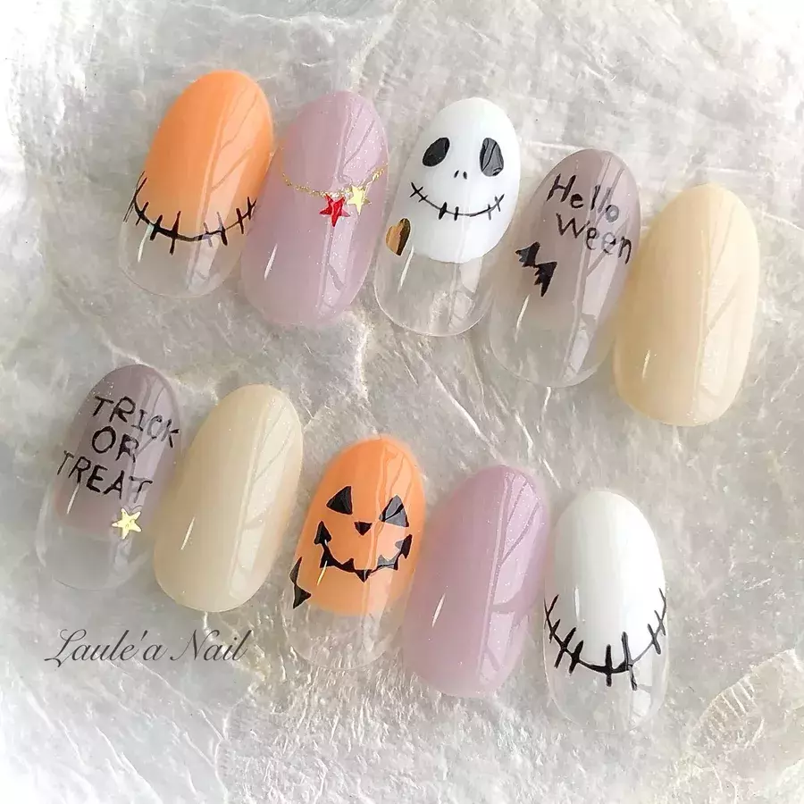 ハロウィンネイルの割合別レッスン ハロウィン要素何 取り入れる 21 ローリエプレス