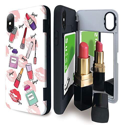 iPhone X/iPhone XS ケース tpu ミラー付き 香水 唇 コスメ ローズ リップ アイフォンX アイフォンXS アイフォンテンエス アイフォンテン アイフォン10 アイフォンエックス ｉＰｈｏｎｅ１０ コスメ柄 リップ柄 iPhoneケース