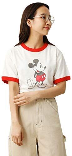 [ロデオクラウンズ ワイドボウル] tシャツ (Mickey)リンガーTシャツ 420DSA01-0060 M レッド レディーズ