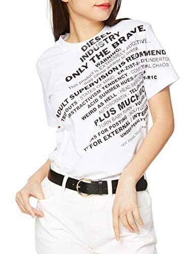 (ディーゼル) DIESEL レディース レギュラーフィット半袖ロゴグラフィックTシャツ 00SELF0QANW S ホワイト 100