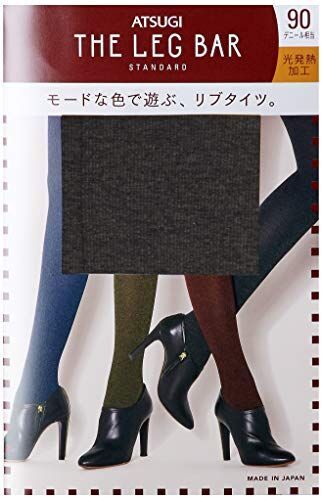 [アツギ] タイツ Atsugi The Leg BAR (アツギ ザ レッグバー) 杢リブ柄 カラータイツ 90デニール相当 レディース FP90851 ブラキッシュグレー 日本 M~L (日本サイズM-L相当)
