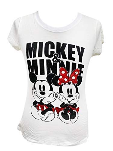 ディズニー Tシャツ レディース ミッキーとミニーマウス ホワイト フィット 半袖 ファッショントップ US サイズ: X-Large カラー: ホワイト