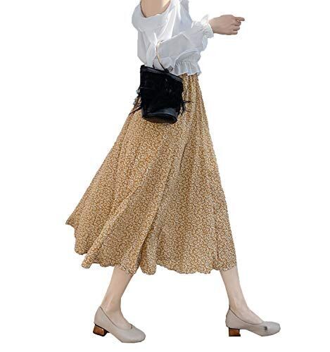 [YOUHA] [新色追加] ロングスカート マキシスカート 花柄 フレア マキシ ウエストゴム 裏地あり 体型カバー 大人 おしゃれ 韓国 ファッション レディ ース