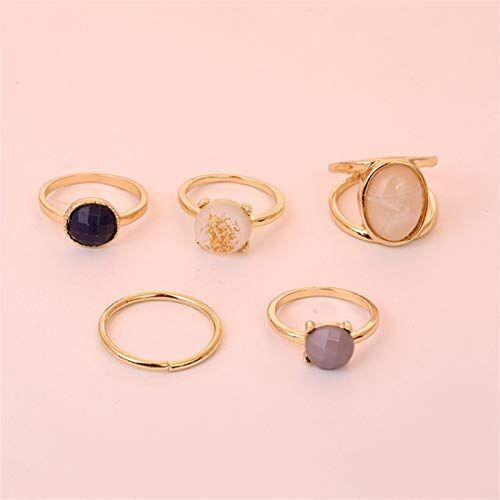8ピース/セットカラフルな石のリングメタリックファッションフィンガーリング韓国の女の子パーティーのためのリング (Main Stone Color : 27)