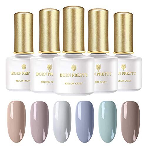 BORN PRETTY カラージェルセット ネイルジェル 6色セット 6ML UVとLED対応 モランディ色シリーズ ジェルカラーネイルアートセルフネイル [並行輸入品]