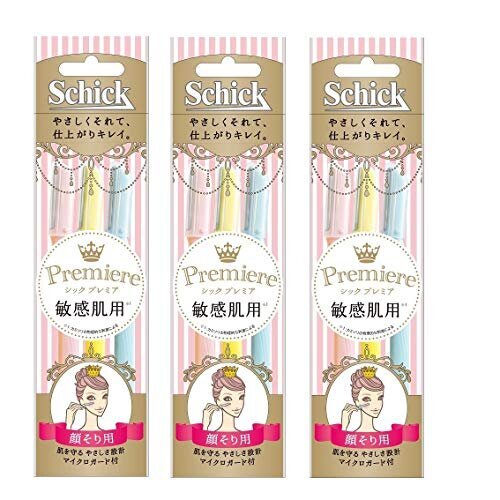 Schick(シック) シック Schick プレミア 敏感肌用 Lディスポ 3本入 × 3個 パック 【まとめ買い】 マイクロガード付 使い捨て 女性 カミソリ フェイス 顔 カオ メイク ウィメンズ レディース やさしくそれて、仕上がりキレイ。 セット 3本入×3個
