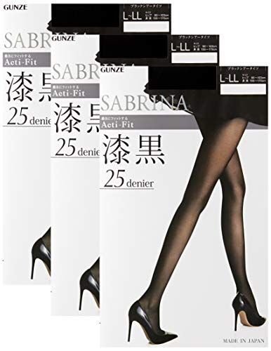 [グンゼ] SABRINA ACTI-FIT(サブリナアクティフィット) ストッキング 「漆黒」 25デニール 同色3足組 レディース ブラック 日本 L-LL (日本サイズL相当)