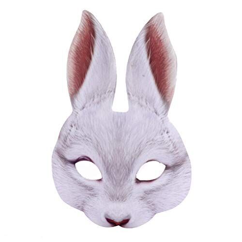 KNSK イースターパーティーのための仮装バニーラビットマスク動物 ウサギ祭り　キャラクター　可愛い ( Color : 白 , Size : ワンサイズ )