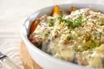カボチャのひき肉のクリームソース・グラタン