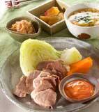 ゆで豚と温野菜の献立