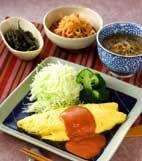 ひき肉ふわふわオムレツの献立