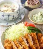 薄切りポークの重ねカツの献立