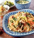 具だくさんの焼ビーフンの献立