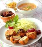 ナスのエビはさみ揚げの献立