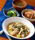 冷凍イカの梅あんかけの献立