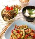 「ゴーヤと鶏肉の炒め物」の献立