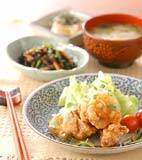 揚げ鶏おろしソースの献立