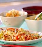 イカと野菜のソース炒めの献立