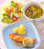 サーモンソテーの献立