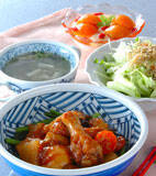 鶏手羽元の中華煮の献立