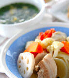 ゆで野菜&スープの献立