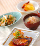 ブリのユズ照り焼きの献立