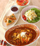 鶏手羽元のカレー煮の献立