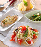 イカの冷製パスタの献立