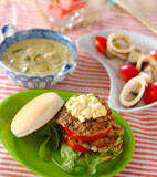 オープンバーガーの献立