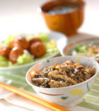 キノコの炊き込みご飯の献立