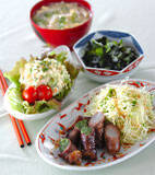 牛肉のネギ巻き焼きの献立