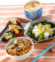 カキのキムチ炊き込みご飯の献立