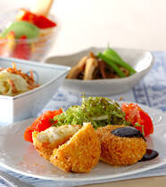 里芋のチーズコロッケの献立