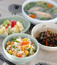 鮭の炊き込みご飯の献立