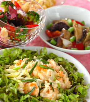 クリームエビマヨ炒めの献立