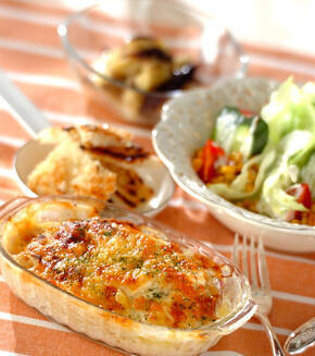 豚肉のミルフィーユグラタンの献立