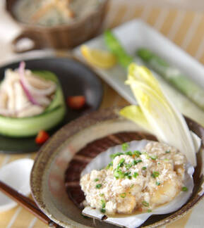 殻付きホタテのふんわりカニあんかけの献立