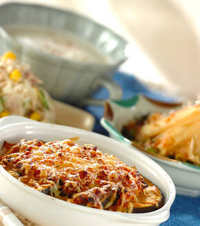 カボチャの肉みそドリアの献立