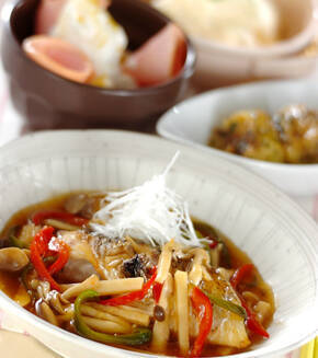 スズキの甘酢あんかけの献立