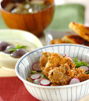 カレー風味のレバーカツ丼の献立